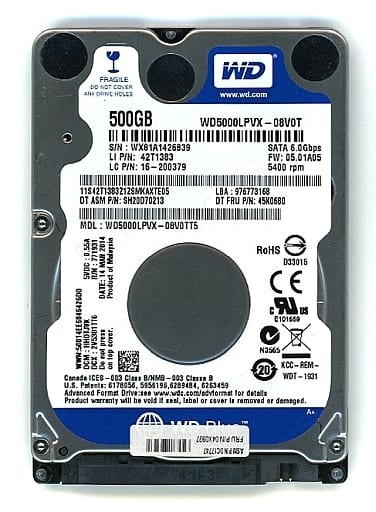 Western Digital Integrated 2.5 "HDD 500 gb [WD5000LPVX-08V0T] | PC ...