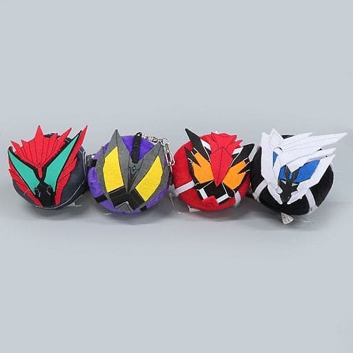 タグ付き　仮面ライダー滅亡迅雷 フェイスぬいぐるみキーホルダー4体セット 駿河屋 -<中古>集合(滅亡迅雷.net) フェイスぬいぐるみキーホルダー4体