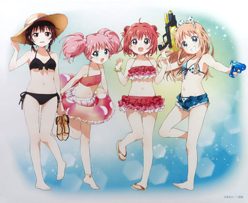 ゆるゆり キャラアートグラフ ごらく部　生徒会 水着 ver. 駿河屋 -<中古>集合(ごらく部水着) F6キャンバスアート 「ゆるゆり