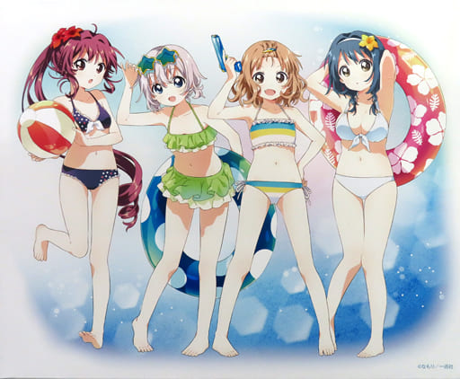 ゆるゆり 水着ver ごらく部 生徒会 キャンバスアート 駿河屋 -<中古>集合(生徒会水着) F6キャンバスアート 「ゆるゆり