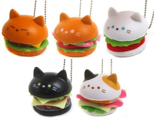 新品未開封　にゃんこバーガー　マスコットストラップ全10種15個セット　2004 キーホルダー ふわふわにゃんこハンバーガー 全6種 6個入セット
