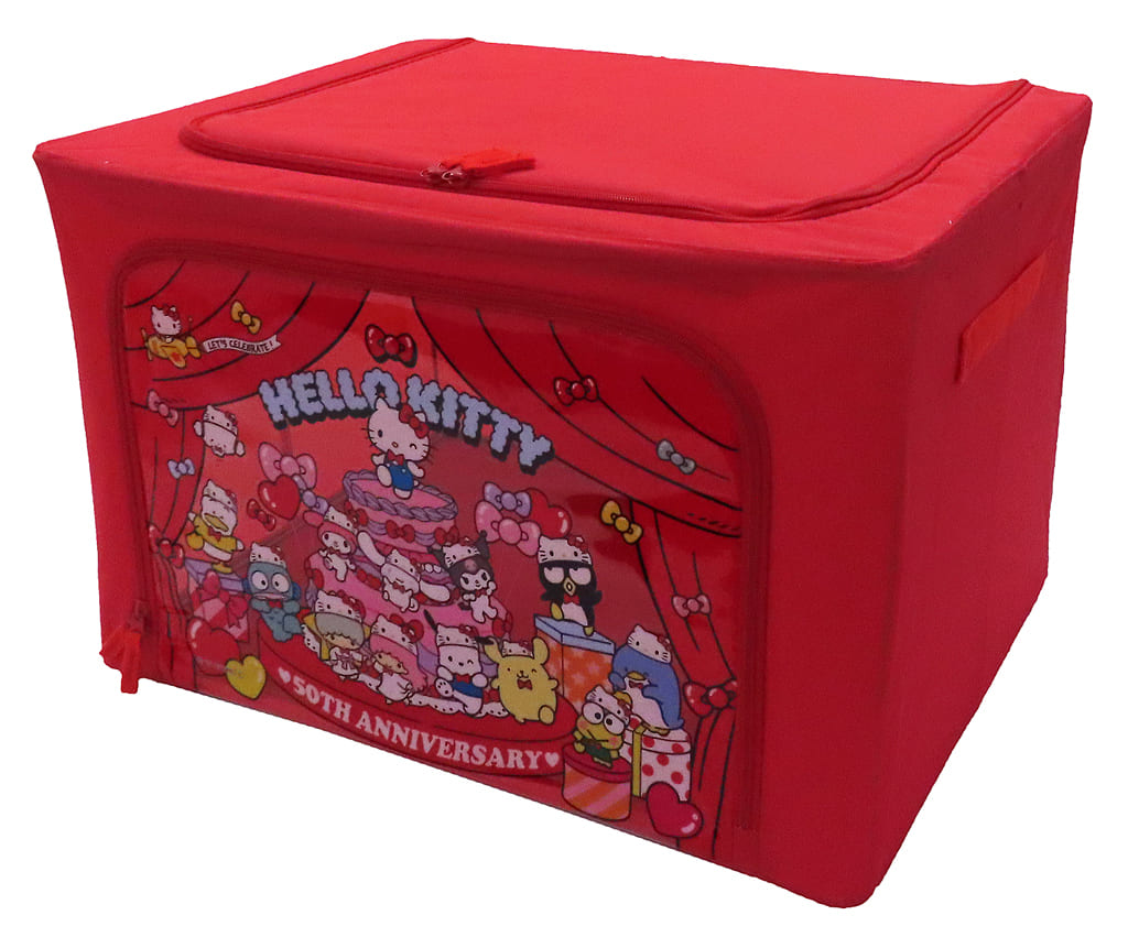 ハローキティ 50thパーティータイム 窓付き 収納ボックス box 駿河屋 -<中古>ハローキティ 50thパーティータイム!窓付き収納ボックス