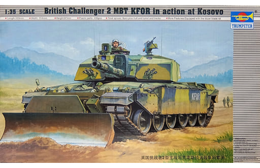 Trumpeter Modellbausatz Challenger II KFOR – Maßstab 1:35, 435 Teile, Mit Bulldozerschaufel