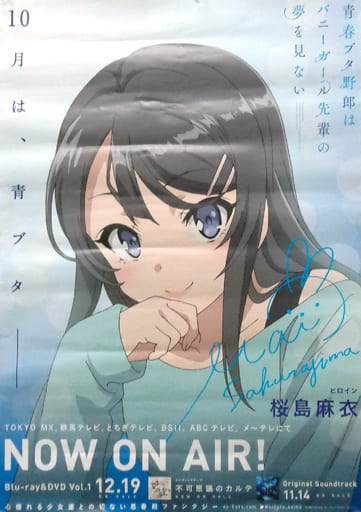 駿河屋 -<中古>[破損品] 桜島麻衣さんの青ブタ告知B2ポスター 「Blu