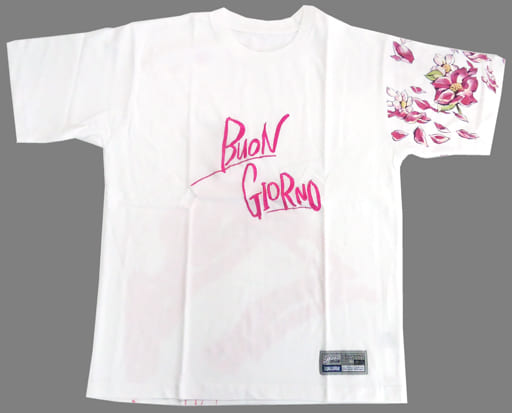 Tシャツ(キャラクター)　ジョルノ・ジョバァーナ Tシャツ ホワイト Lサイズ 「ジョジョの奇妙な冒険 第五部 黄金の風」 創刊50周年記念 週刊少年ジャンプ展 VOL.2グッズ 駿河屋 -<中古>ジョルノ・ジョバァーナ Tシャツ ホワイト L