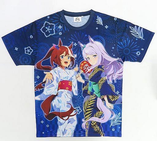駿河屋 -トウカイテイオー＆メジロマックイーン 描き下ろしフルグラフィックTシャツ フルカラー Lサイズ 「ウマ娘 プリティーダービー Season 2」（Tシャツ）本体不備（中）