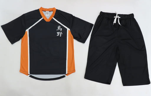 衣料雑貨　烏野高校 館内着レプリカ ネイビー×オレンジ レディースLサイズ 「ハイキュー!!×極楽湯・RAKU SPA 最高にハイなキュー日(じつ)」 駿河屋 -<中古>烏野高校 館内着レプリカ ネイビー×オレンジ