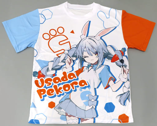 Tシャツ　兎田ぺこら(望月けい) フルグラフィックTシャツ フルカラー フリーサイズ 「バーチャルYouTuber ホロライブ×ダーツライブ」 駿河屋 -<中古>兎田ぺこら(望月けい) フルグラフィックTシャツ