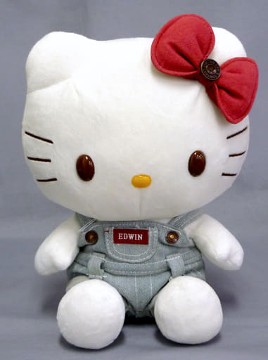 【レア】EDWINコラボ ハローキティ ぬいぐるみ デニム オーバーオール大きめ レア】EDWINコラボ ハローキティ ぬいぐるみ デニム オーバーオール