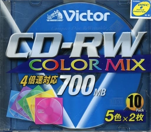 駿河屋 - 日本ビクター データ用CD-RW COLOR MIX 700MB 4倍速 10枚パック [10CD-RW700C]（CD-R）