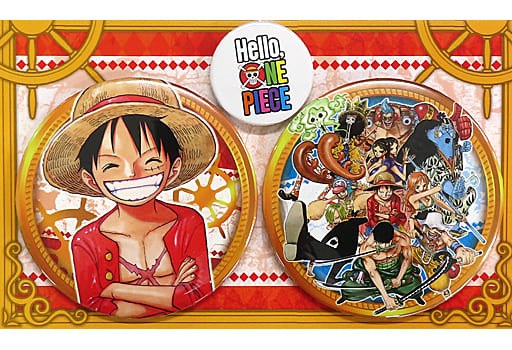 ワンピース Hello ONE PIECE 缶バッジ 3個セット 駿河屋 -<中古>ルフィ＆ロゴ＆集合 缶バッジ3個セット