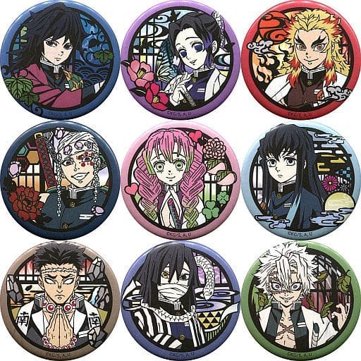 鬼滅の刃　切り絵シリーズ　和紙缶バッジ　vol.2 全9種 コンプリート 駿河屋 -<中古>全9種セット 「鬼滅の刃 切り絵シリーズ 和紙缶バッジ