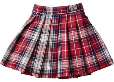 blue check pleated skirt