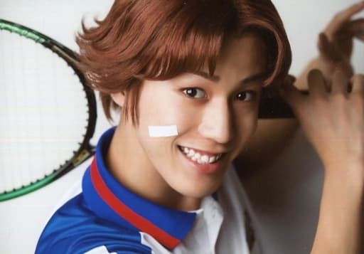 Official Photo Male Actor Reo Honda Eiji Kikumaru Yokogata Kao Up Uniform White Blue Right Hand Racket Character Musical The Prince Of Tennis 3 Rd Season Blue Vs Yamabuki