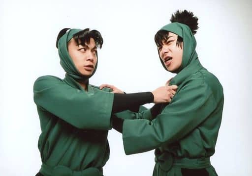 海老澤健次 潮江文次郎 小野一貴 食滿留三郎 橫型 上半身 服裝綠 相互抓 張嘴 背景白 生寫真 音樂劇忍者亂太郎第六彈重演凶惡的幻影 生寫真 雜貨 小配件