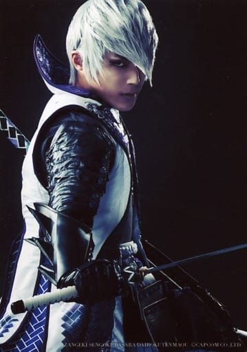 冲野晃司 石田三成 膝上 服裝紫 右向 右手刀 背景黑 生寫真 斬劇 戰國basara 第六天魔王生寫真 雜貨 小配件 Suruga Ya Com