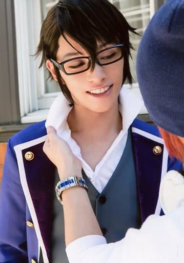 生写真 男 演员安西慎太郎 伏见猿比古 丰胸 衣青 灰色 面前是植田 角色生写真 舞台 K The Stage Ii Arousal Of King 集换式明信片