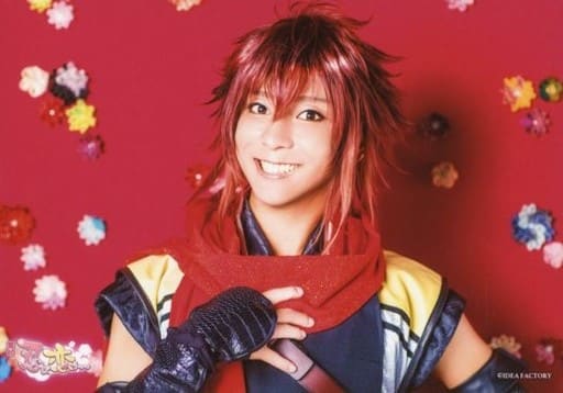 原野正章 猿飛咲助 横型 托胸 右胸 背景红 角色生写真 舞台 恋爱忍法帖 明信片set A 杂货 小物件 Suruga Ya Com