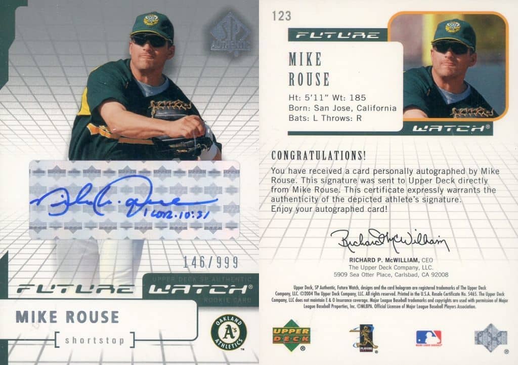 駿河屋 - 123[Autographs＆Game-Used]：MIKE ROUSE(直筆サイン入り)(/999)（スポーツ）
