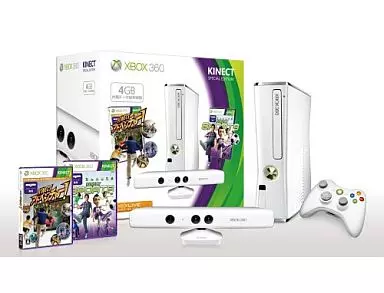 Xbox360本体 ピュアホワイト(4GB) + Kinectスペシャルエディション(本体のみ、本体状態難)