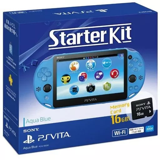 PlayStation Vita本体 スターターキット アクア・ブルー(箱・本体状態難)