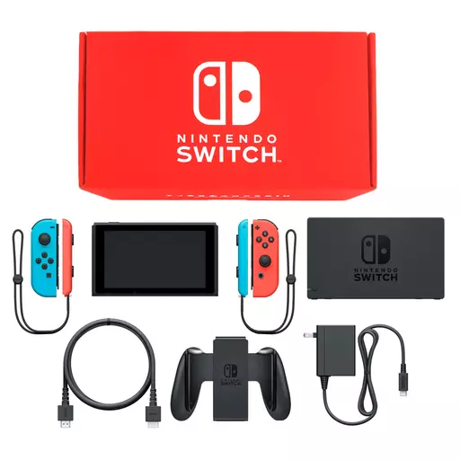 Nintendo Switch本体 カラーカスタマイズ /Joy-Con(L)ネオンブルー(R)ネオンレッド/Joy-Conストラップ：ネオンブルー・ネオンレッド(HDMIケーブル・Joy-Conグリップ欠品)