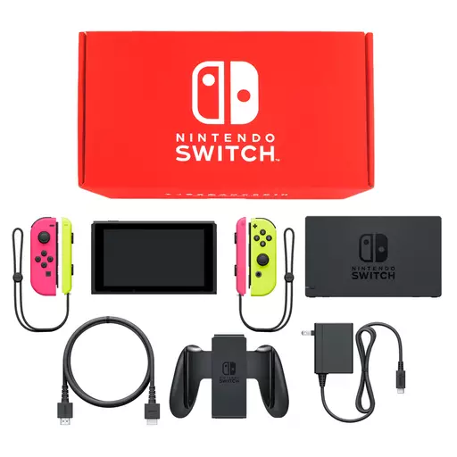 Nintendo Switch本体 カラーカスタマイズ /Joy-Con(L)ネオンピンク(R)ネオンイエロー/Joy-Conストラップ：ネオンイエロー・ネオンピンク