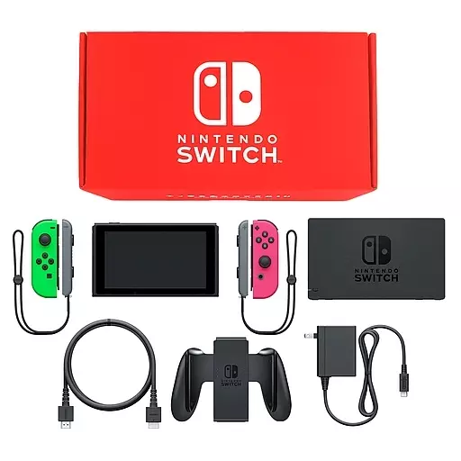 Nintendo Switch本体 カラーカスタマイズ [2019年8月モデル]/Joy-Con(L)ネオングリーン(R)ネオンピンク/Joy-Conストラップ：グレー