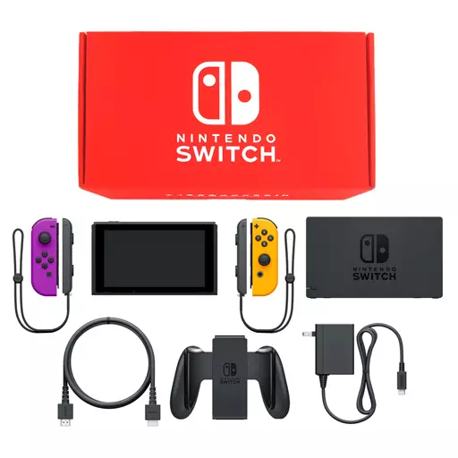 Nintendo Switch本体 カラーカスタマイズ [2019年8月モデル]/Joy-Con(L)ネオンパープル/(R)ネオンオレンジ/Joy-Conストラップ：ブラック