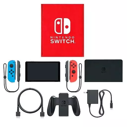 Nintendo Switch本体(有機ELモデル)カラーカスタマイズ/Joy-Con(L)ネオンブルー(R)ネオンレッド/Joy-Conストラップ：ブラック