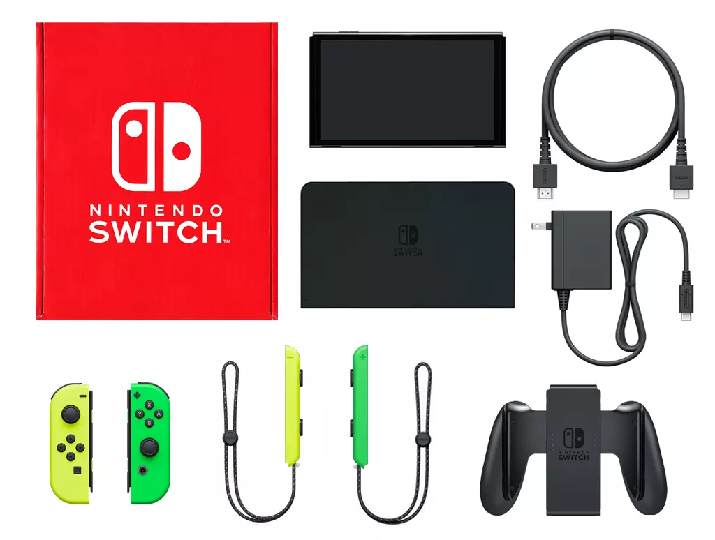 Nintendo Switch本体(有機ELモデル)カラーカスタマイズ/Joy-Con(L)ネオンイエロー(R)ネオングリーン/Joy-Conストラップ：ネオンイエロー/ネオングリーン(HDMIケーブル欠品)