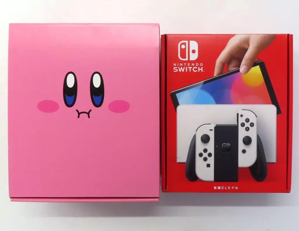 Nintendo Switch本体(有機ELモデル) Joy-Con(L/R)ホワイト 星のカービィ ほおばりBOX付きセット