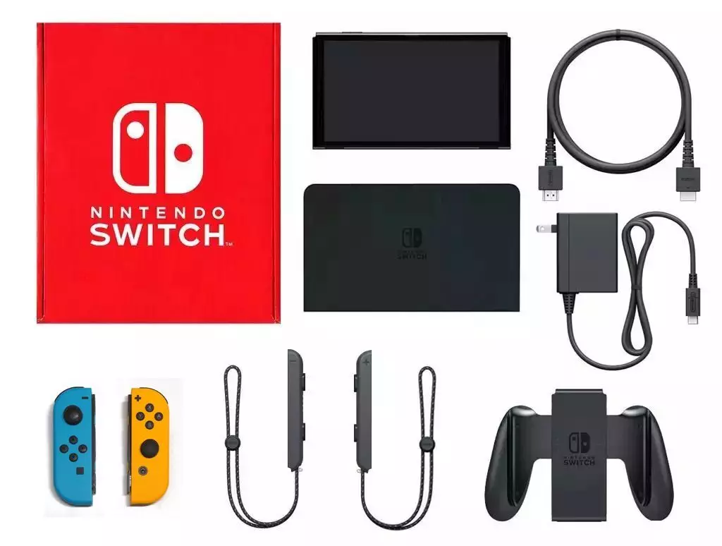 Nintendo Switch本体(有機ELモデル)カラーカスタマイズ/Joy-Con(L)ネオンブルー(R)ネオンオレンジ/Joy-Conストラップ：ブラック