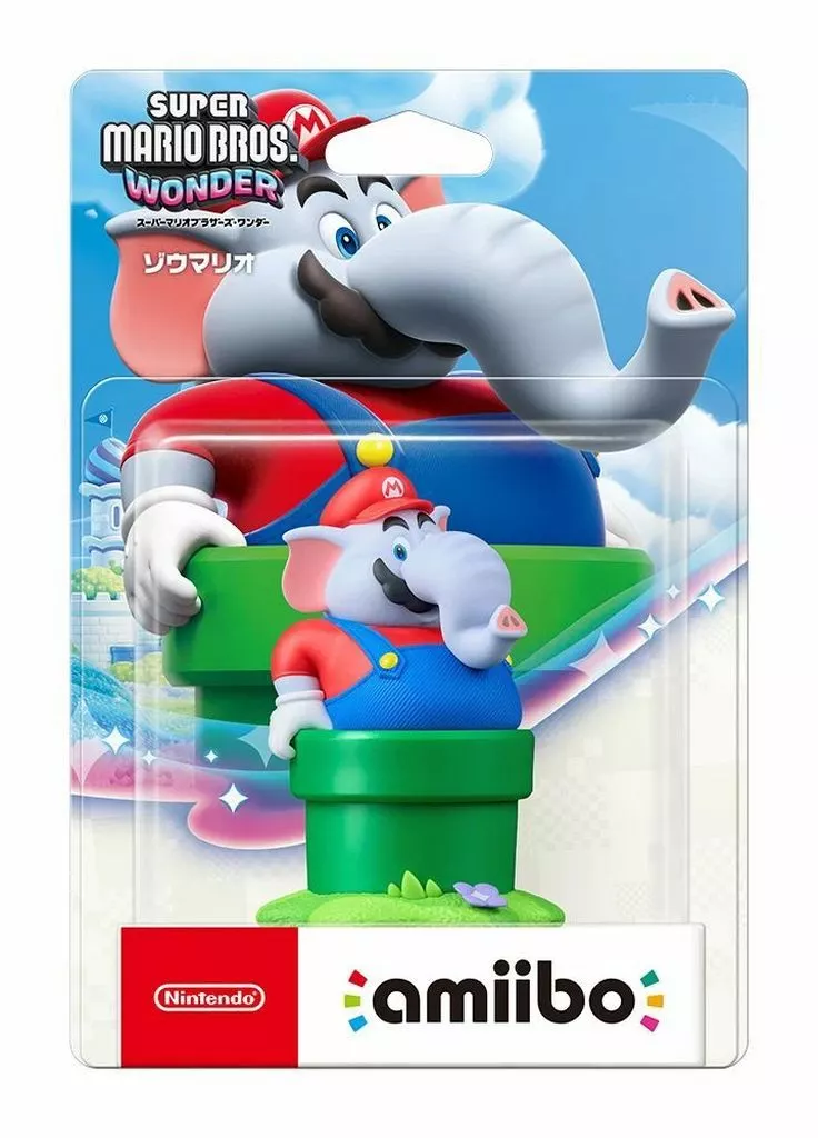 amiibo Elephant Mario figure from the Super Mario series, boxed