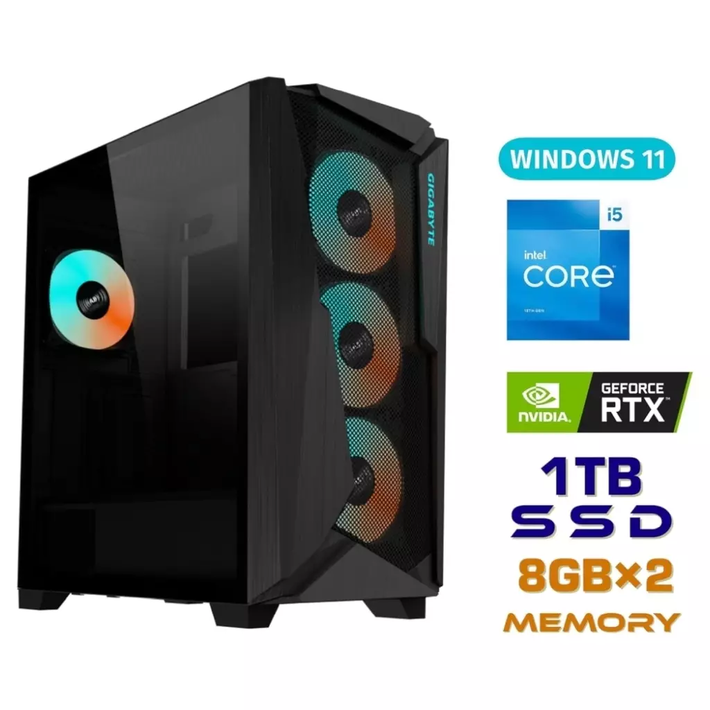Windowsハード　[6ヵ月修理保証付き] ゲーミングデスクトップPC AORUS [CPU：Intel Core i5 13400/メモリ：8GB/GPU：GeForce RTX4060/SSD：1TB] (未使用品) (ブラック)