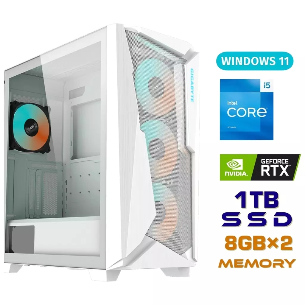 Windowsハード　[6ヵ月修理保証付き] ゲーミングデスクトップPC AORUS [CPU：Intel Core i5 13400/メモリ：8GB/GPU：GeForce RTX4060/SSD：1TB] (未使用品) (ホワイト)