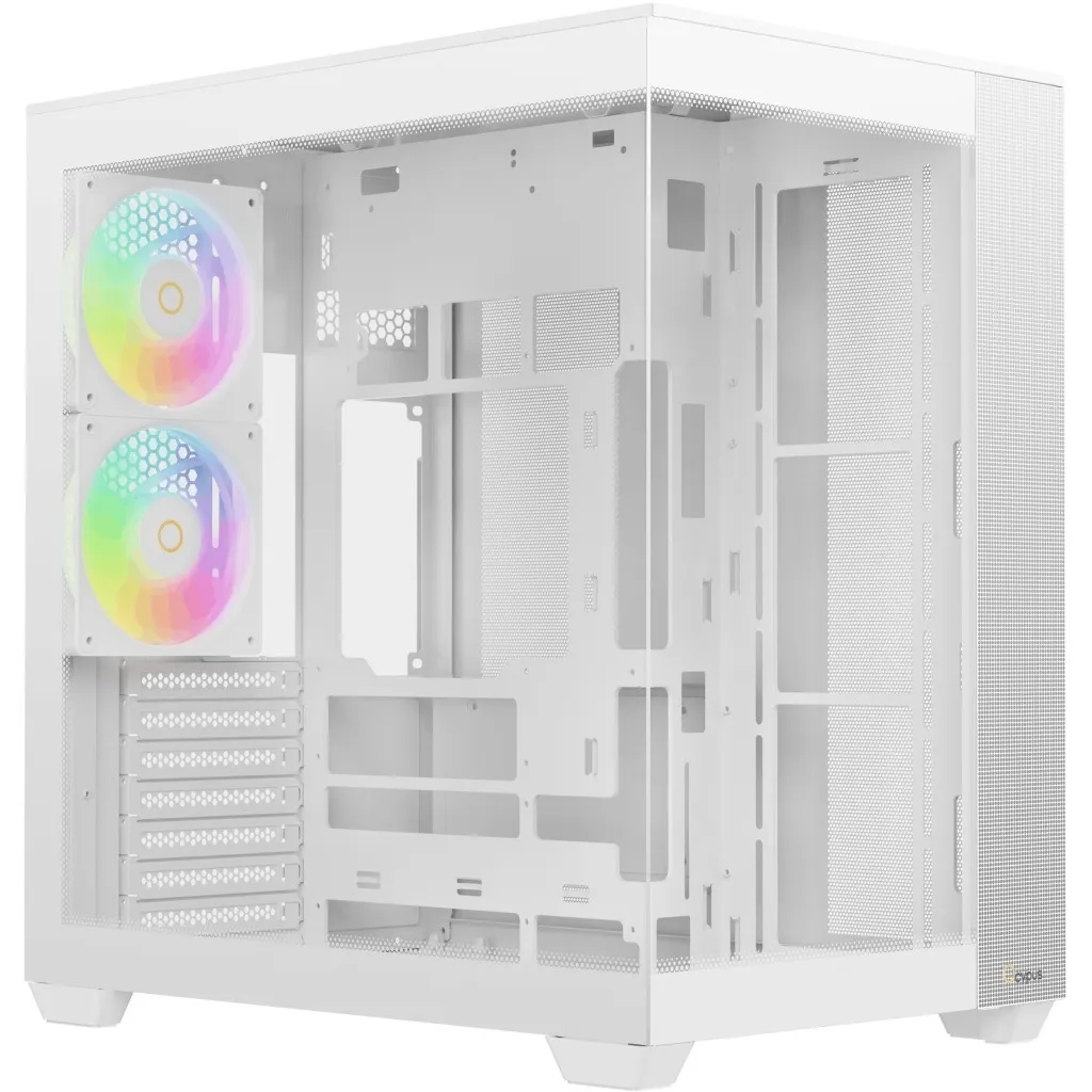 Mid-Tower Panoramic Case with ARGB Fans (ホワイト) [Delta-C74-WHD200XX-GL]
