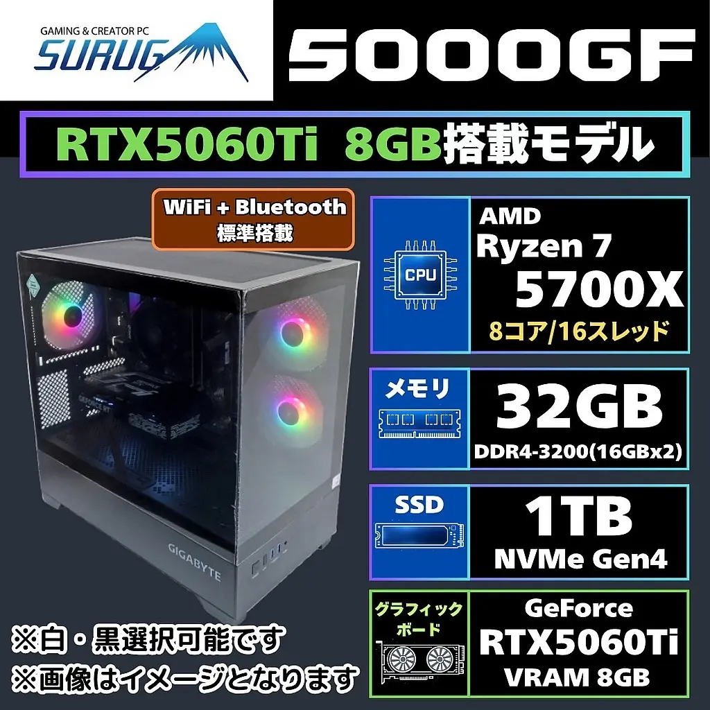 駿河屋オリジナルゲーミングPC SURUGA 5000GF RTX 5060 Ti 8GB