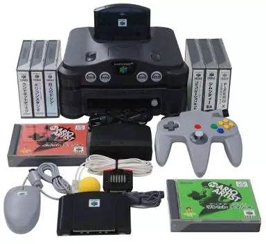 64DD ランドネット スタータキット(64DD同梱)+64本体+7本ソフト付(64本体箱・説明書欠品、コントローラ状態難)