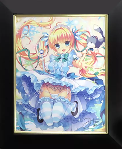 セル画・原画　付属品付)みけおう 額装キャンバスアート スノープリンセス(シリアルナンバー入り)