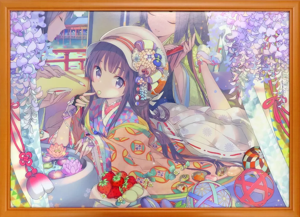 イラストボード　<<イラスト画集>> 付属品付)吟 複製原画「昼下がりの君」 (絵師100人展 08)