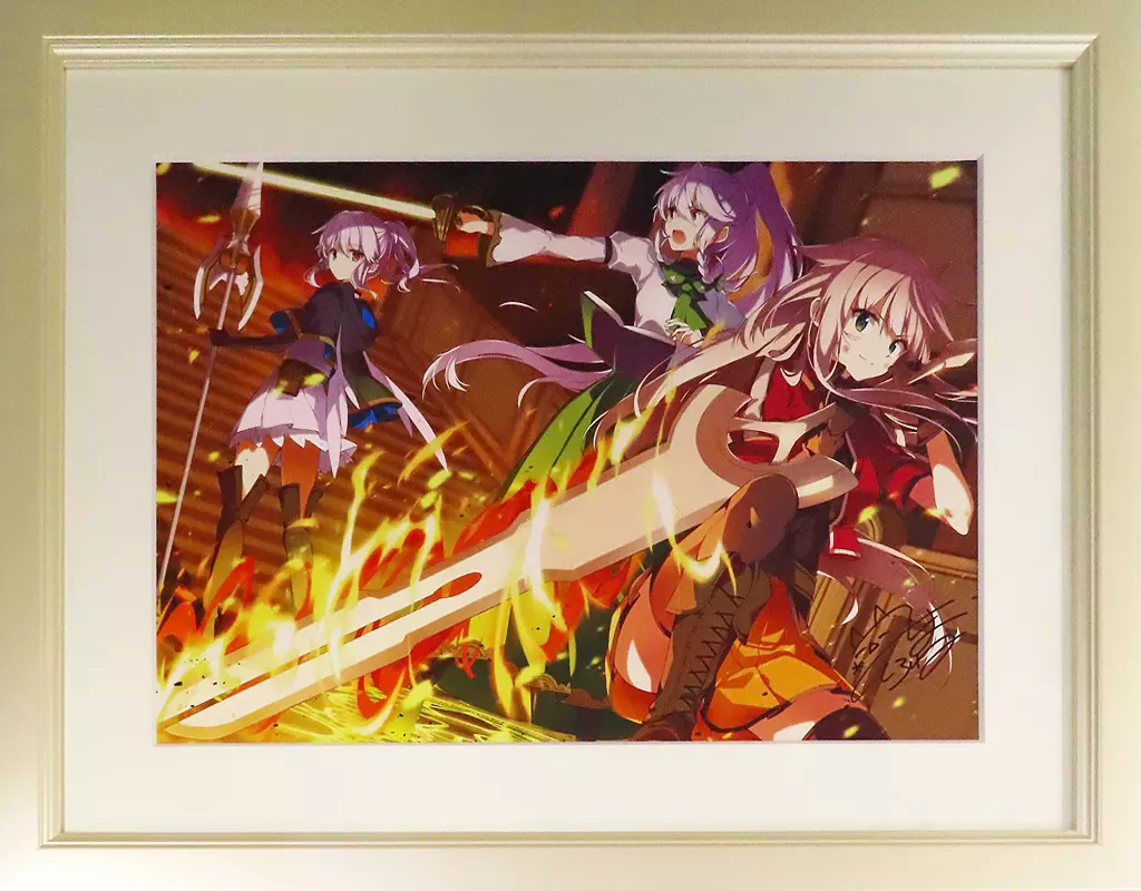 セル画・原画　三嶋くろね 【白き戦乙女達】 直筆サイン入り額装 A3複製原画