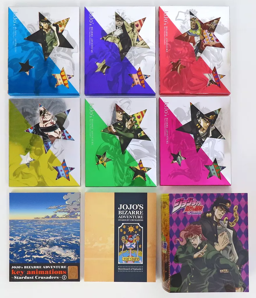 アニメBlu-ray　Disc　不備有)ジョジョの奇妙な冒険 スターダストクルセイダース 初回生産限定版 全6巻セット(TSUTAYA全巻収納スリーブ付き)(状態：マウスパッド・イヤフォン・Tシャツ欠品)
