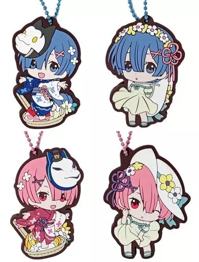 全4種セット ラバーストラップ 「ガシャポンくじ Re：ゼロから始める異世界生活あそーと レム＆ラム3」 B賞