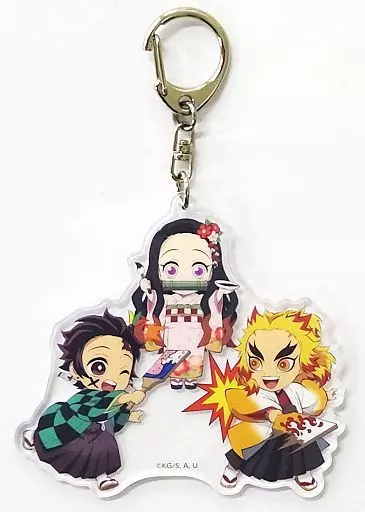 竈門炭治郎＆竈門禰豆子＆煉獄杏寿郎 アクリルキーホルダーA 「鬼滅の刃」 郵便局限定