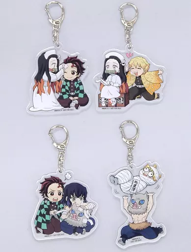 鬼滅の刃 白十字 コラボキャンペーン アクリルキーホルダー 4個セット 駿河屋 -<中古>集合 コンビイラストアクリリルキーホルダー4種