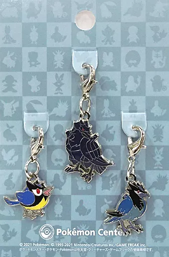 821.ココガラ＆822.アオガラス＆823.アーマーガア 全国ずかんメタルチャーム(3個セット) 「ポケットモンスター」 ポケモンセンター限定
