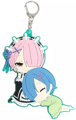 B.膝枕（ラム＆レム） ビッグラバーキーホルダー 「Re：ゼロから始める異世界生活」