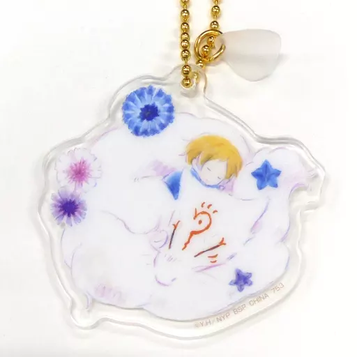夏目＆斑/ヤグルマギク・キキョウ お花のアクリルチャーム 「一番くじ 夏目友人帳 ニャンコ先生と花しらべ」 G賞