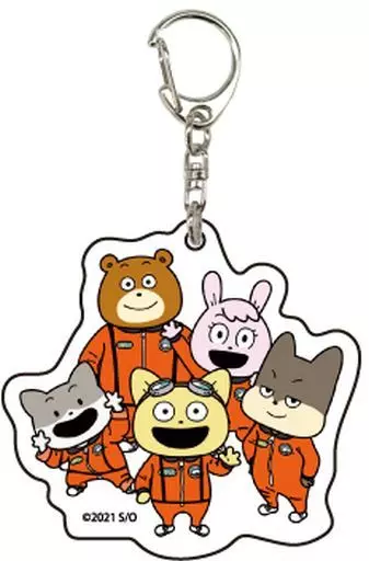 03.集合デザイン(オレンジスーツ) アクリルキーホルダー 「宇宙なんちゃらこてつくん」